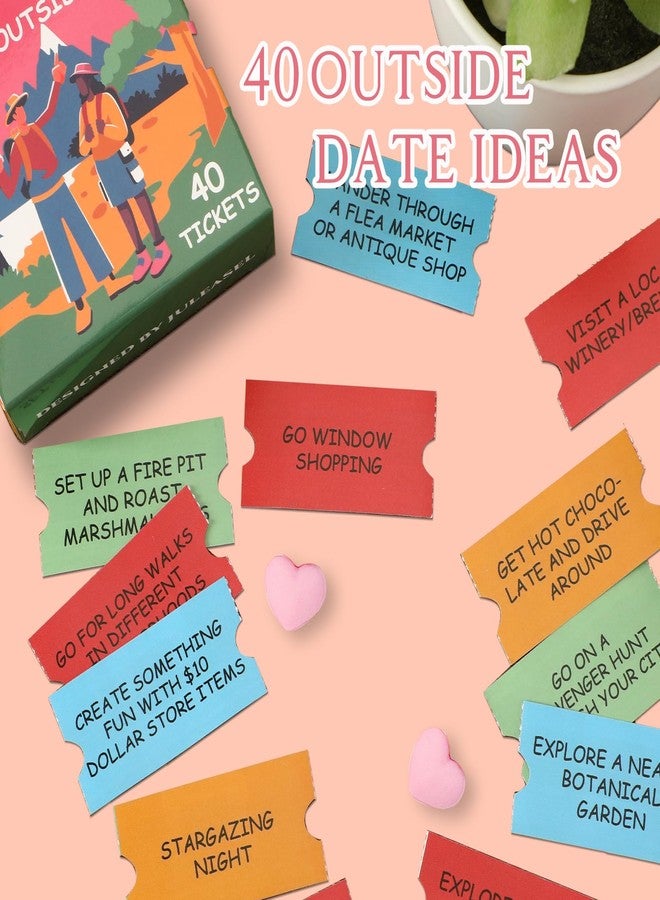 JULEASEL 40 Couples Date Night Ideas Tickets for Him or Her, Fun Coupons Date Ideas for Boyfriend, Fiancé, Husband, Newlyweds- Romantic Gifts for Valentine, Birthday, Anniversary (Go Outside) - Image 2